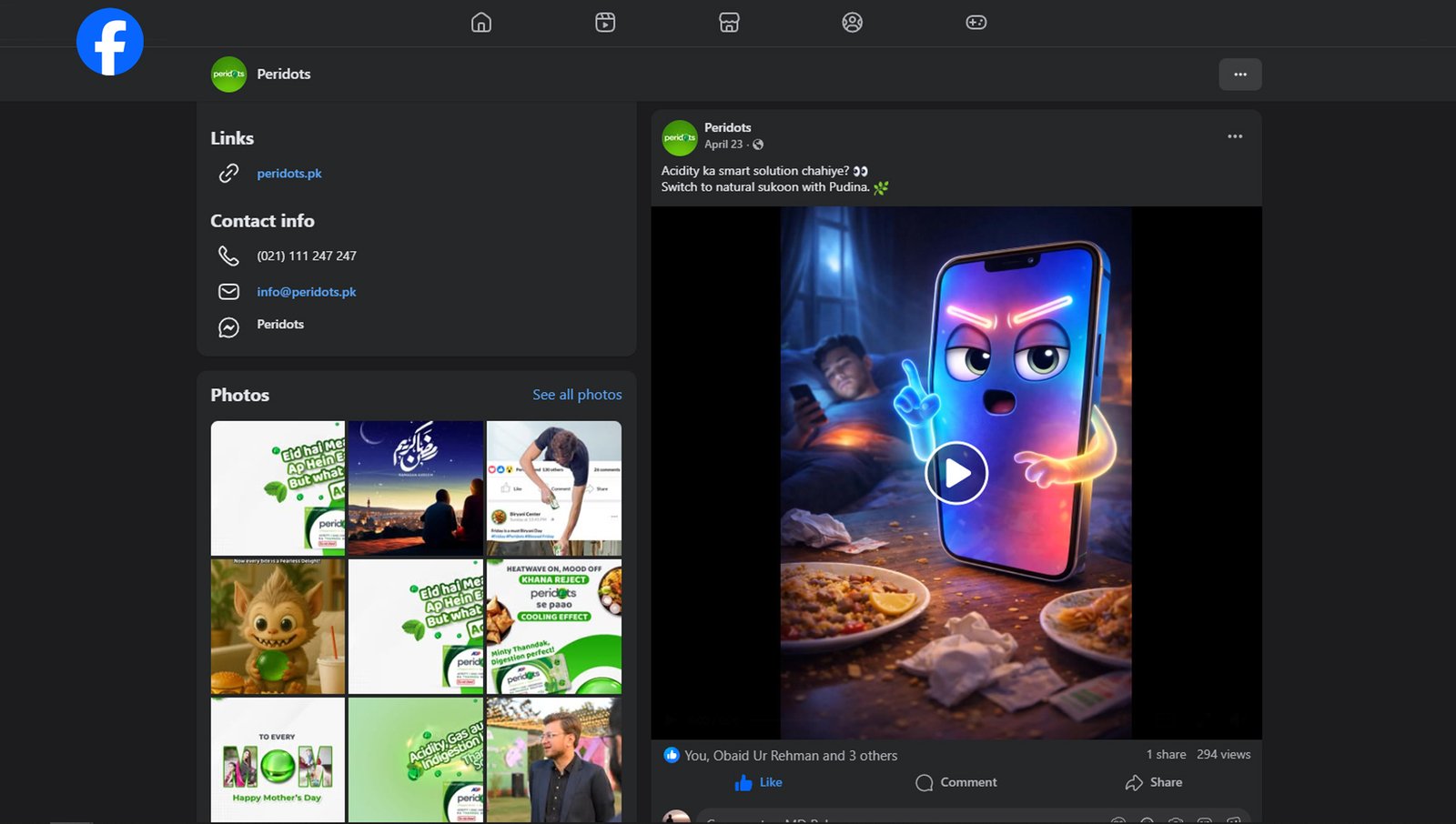 Facebook page managed by MadalyTech — social media marketing in action